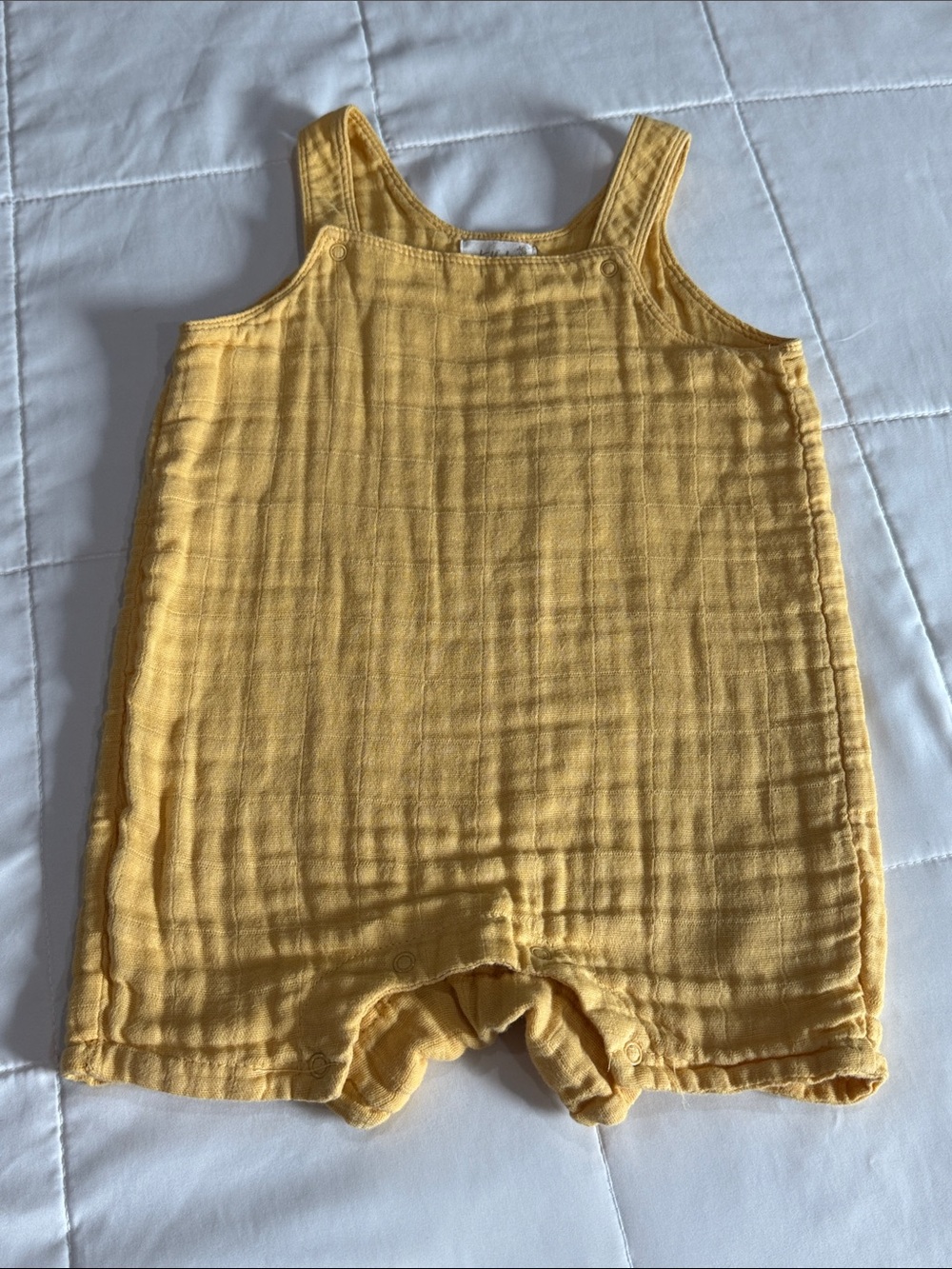 Tullabee Soft Yellow Muslin Baby One-Piece Romper.